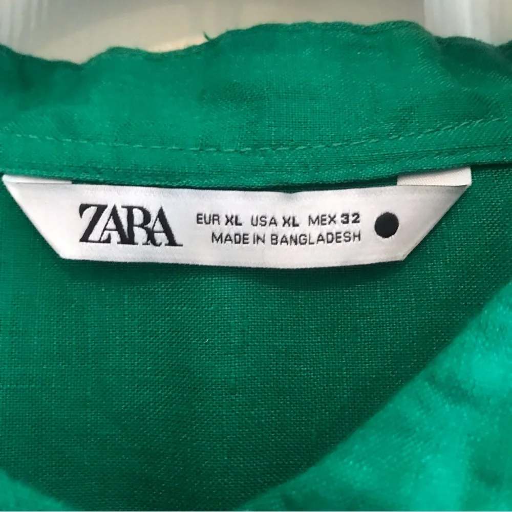 Zara linen tunic dress emerald green XL_14